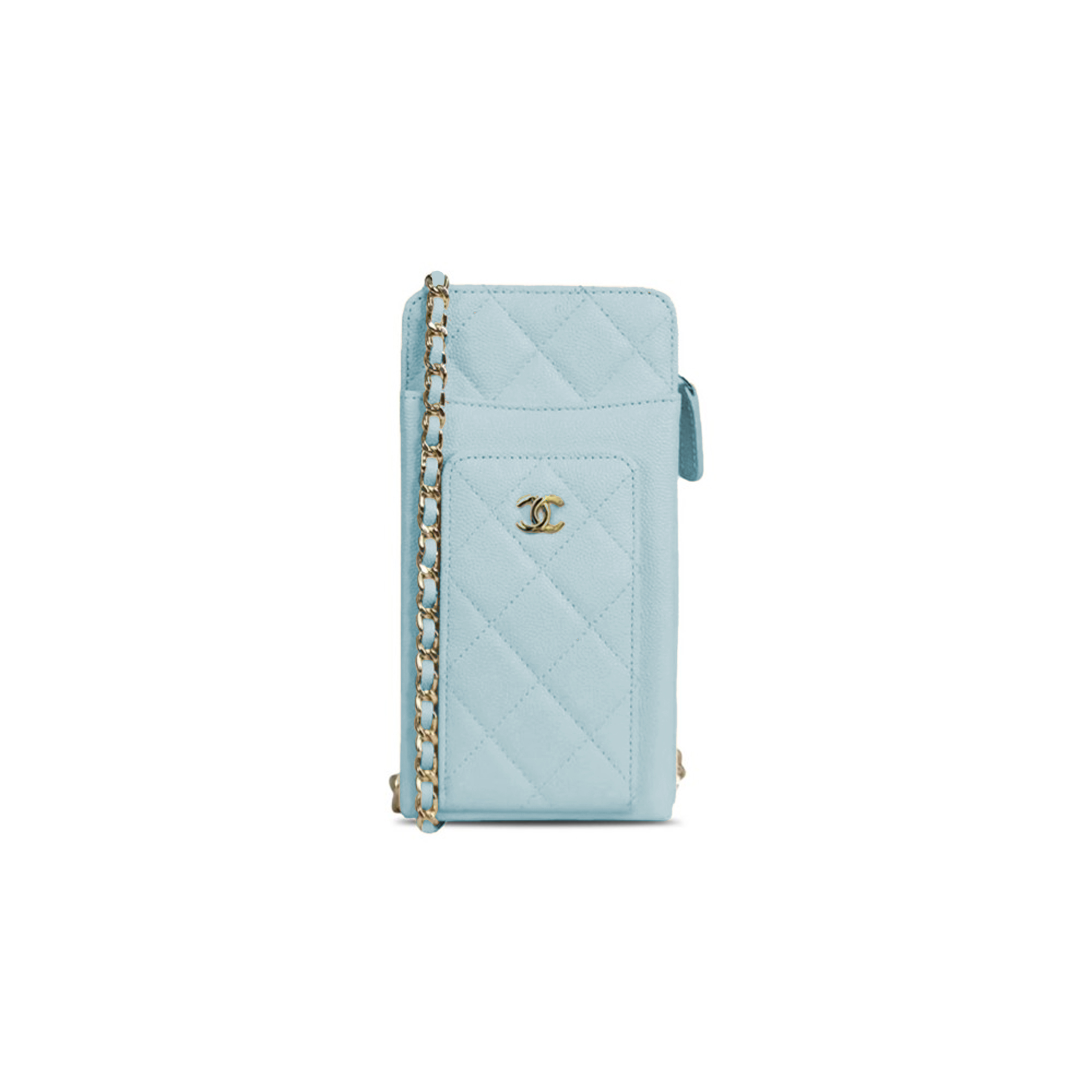 CHANEL CAVIAR QUILTED CC PHONE HOLDER BABY BLUE AP0990 (18*10*3cm)